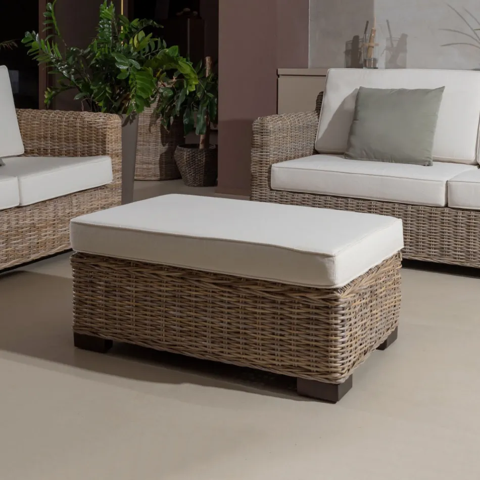 Mesita-Puf Garden en Kubù Gris con Cojín - Cerys Viadurini