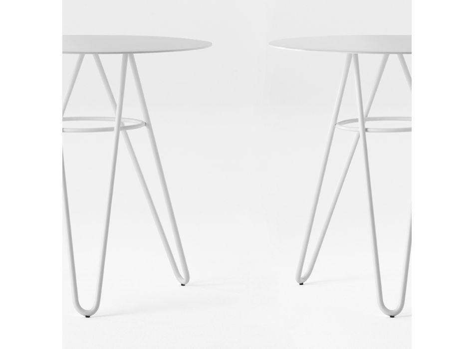 Fina mesa de centro para exterior en HPL y metal blanco Made in Italy - Dublin Viadurini