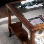 Mesa de centro de salón cuadrada con tapa de cristal Made in Italy - Tepeyoti Viadurini