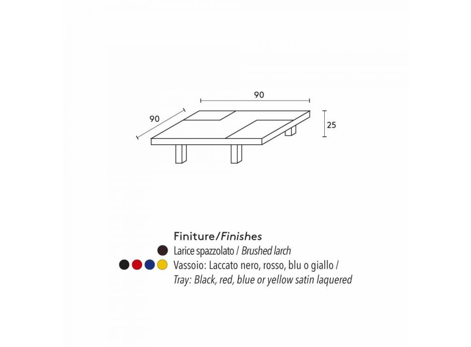 mesa cuadrada Iris diseño moderno, bandejas extraíbles incorporado Viadurini