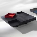 mesa cuadrada Iris diseño moderno, bandejas extraíbles incorporado