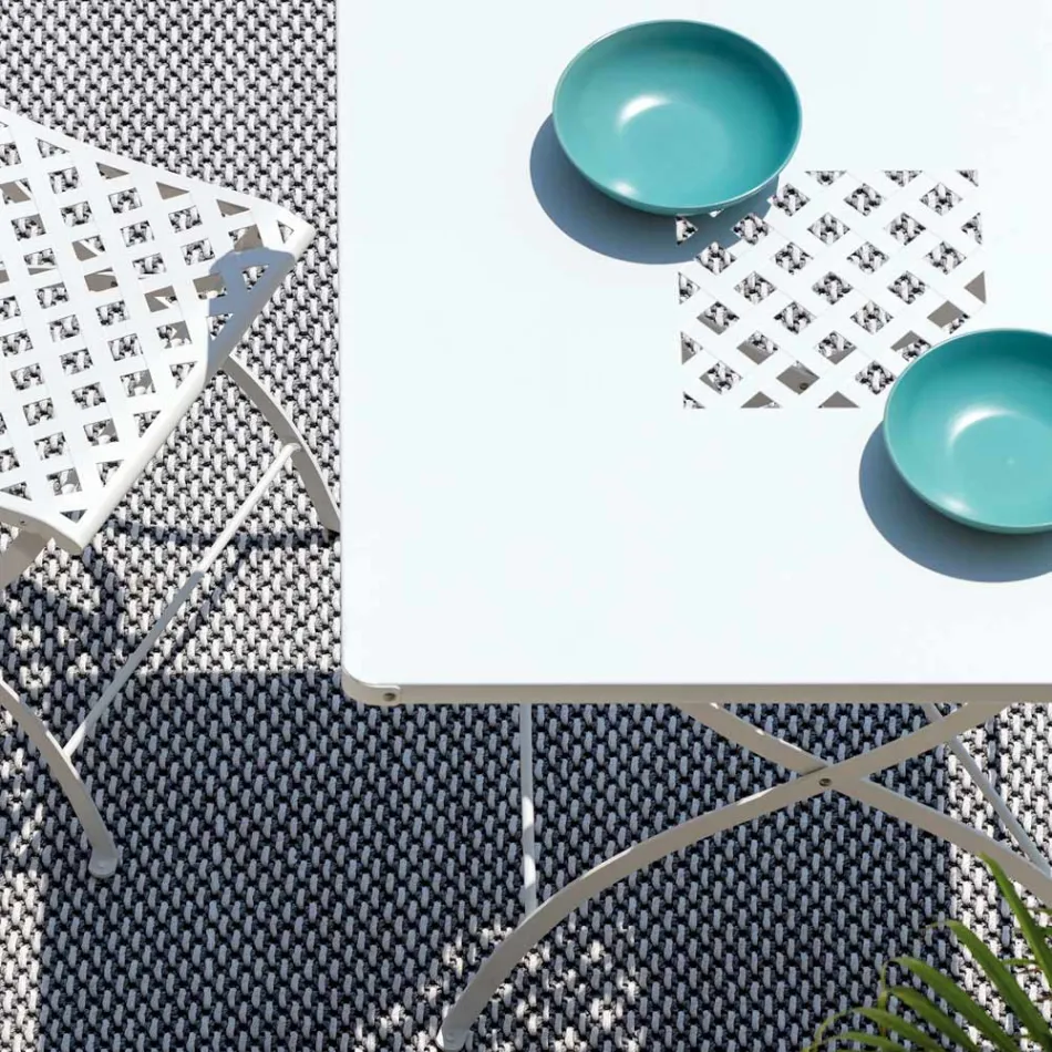 Mesa de exterior plegable cuadrada en acero galvanizado Made in Italy - Selvaggia Viadurini