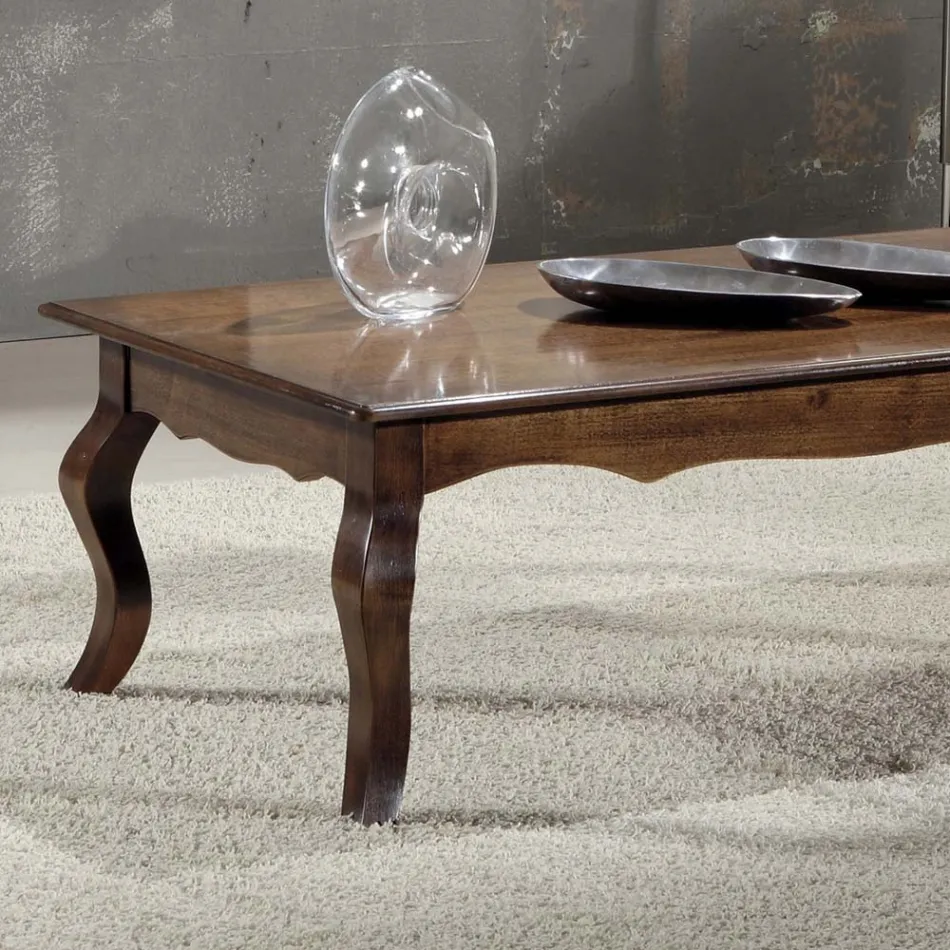 Mesa de centro rectangular para salón en madera de nogal patinada Made in Italy - Afrodite Viadurini