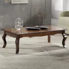 Mesa de centro rectangular para salón en madera de nogal patinada Made in Italy - Afrodite Viadurini