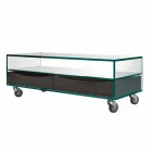 Mesita rectangular de vidrio extralight con cajones Made in Italy - Ganzo Viadurini