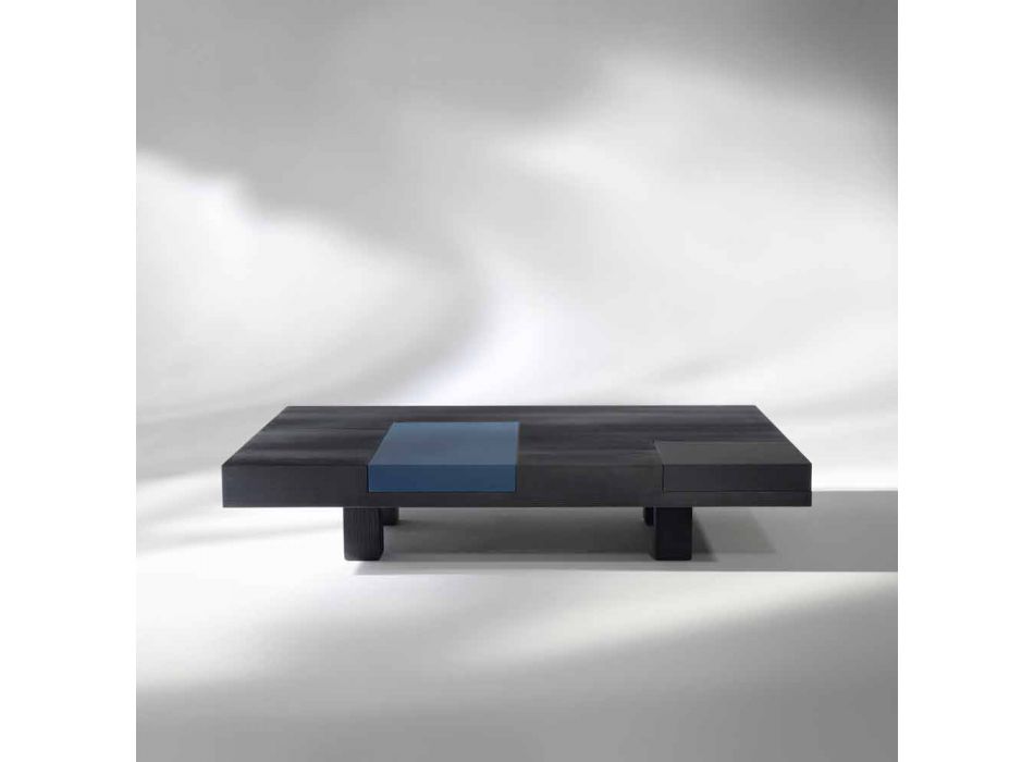 mesa rectangular moderna con una función de bandejas extraíbles Iris Viadurini