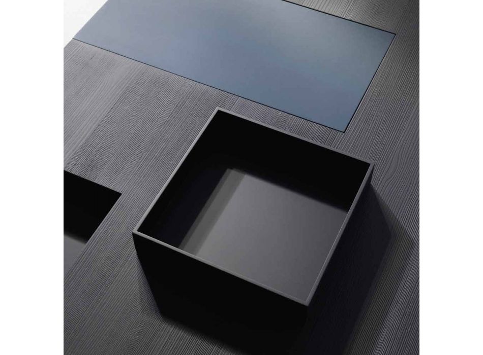 mesa rectangular moderna con una función de bandejas extraíbles Iris Viadurini