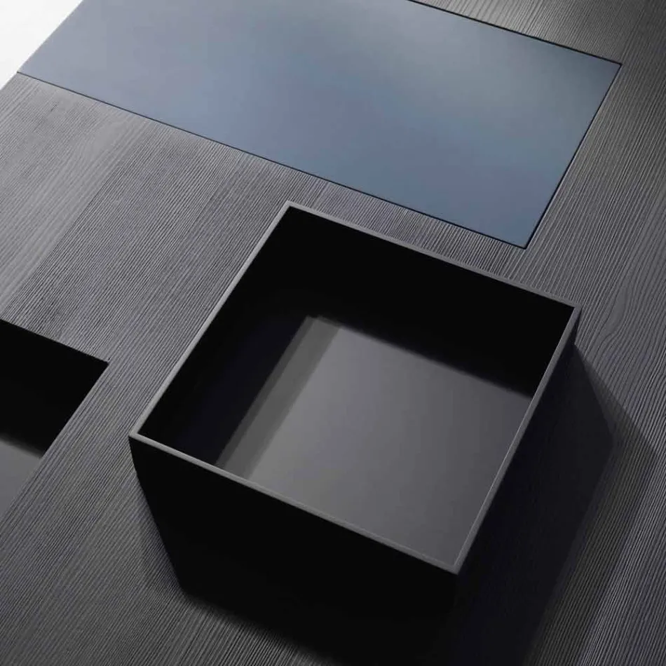 mesa rectangular moderna con una función de bandejas extraíbles Iris Viadurini