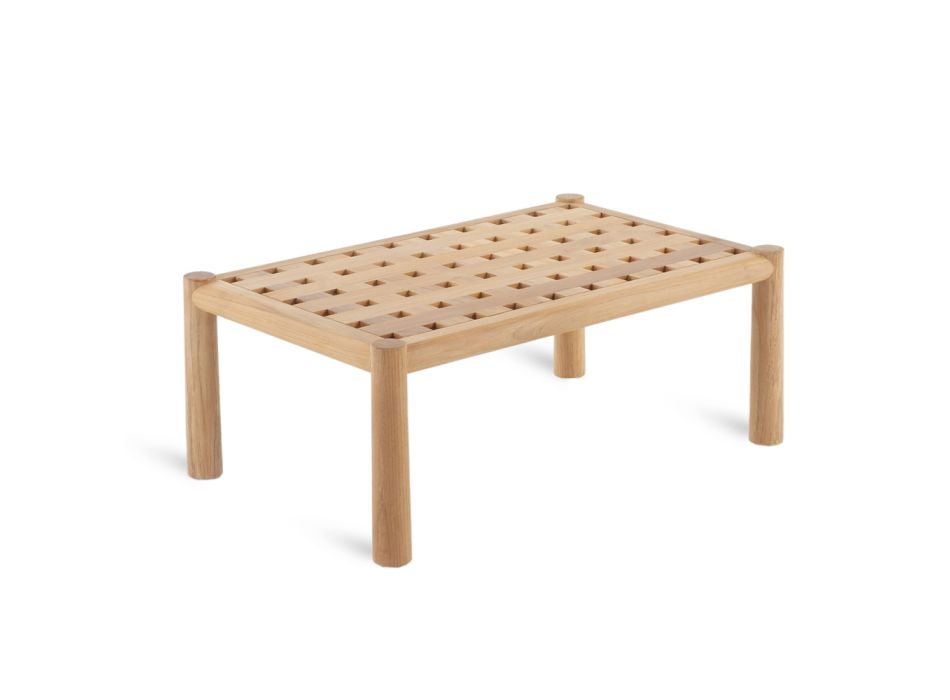 Mesa de centro rectangular para exteriores en madera de teca Made in Italy - Liberato Viadurini