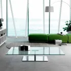 Mesa de centro rectangular para salón en vidrio extraclaro o ahumado - Giovannino Viadurini
