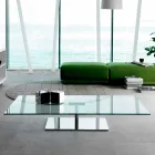 Mesa de centro rectangular para salón en vidrio extraclaro o ahumado - Giovannino Viadurini
