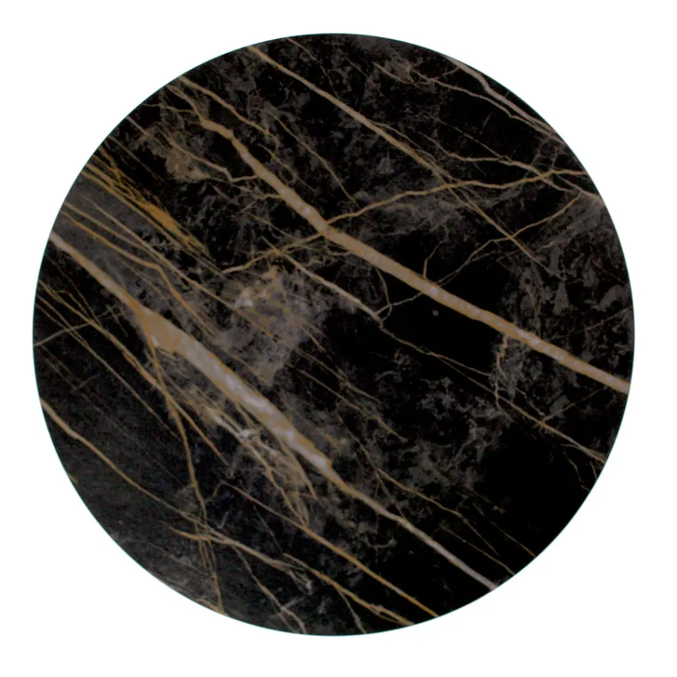 Mesa de centro redonda con base de acero y tapa de gres Made in Italy - Alisea Viadurini