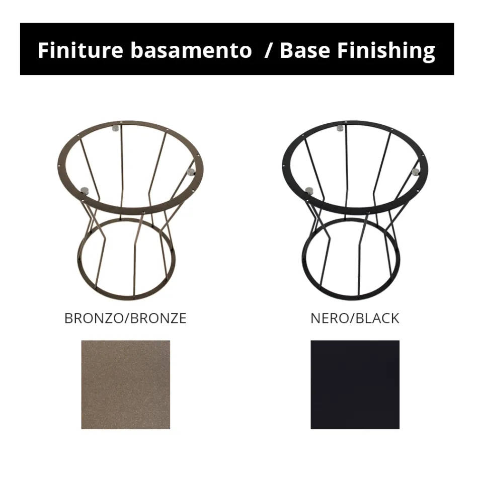 Mesa de centro redonda con base de acero y tapa de gres Made in Italy - Alisea Viadurini