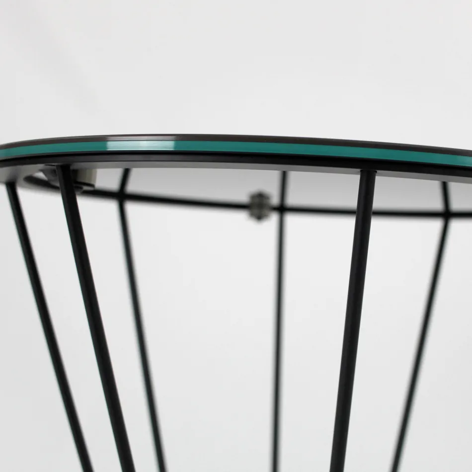 Mesa de centro redonda con base de acero y tapa de gres Made in Italy - Alisea Viadurini