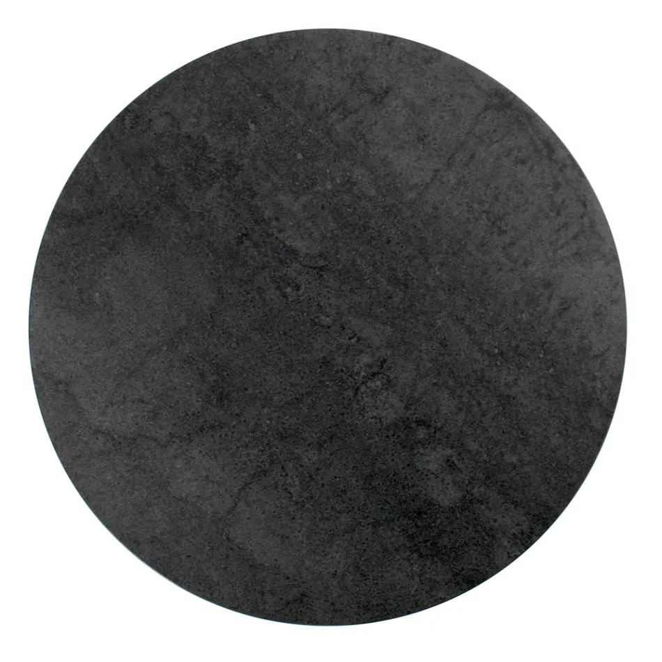 Mesa de centro redonda con base de acero y tapa de gres Made in Italy - Alisea Viadurini
