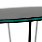 Mesa de centro redonda con base de acero y tapa de gres Made in Italy - Alisea Viadurini