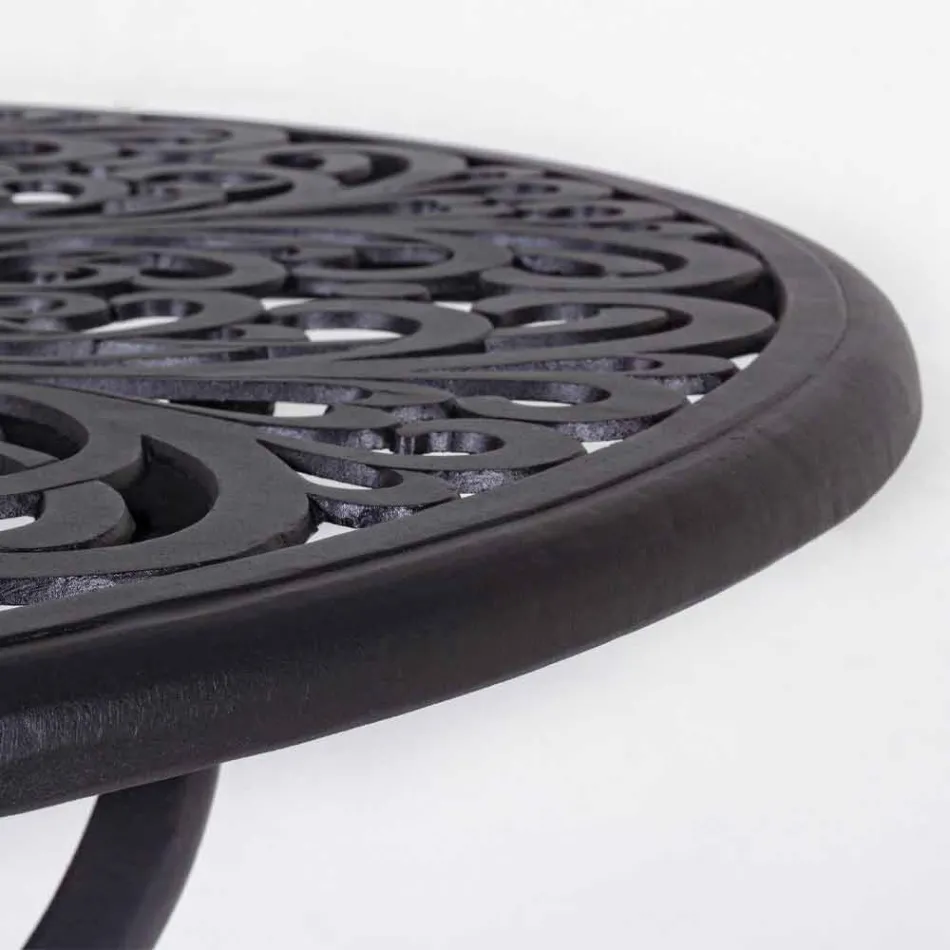 Mesa de centro redonda para exterior en aluminio acabado antracita mate - Sayra Viadurini