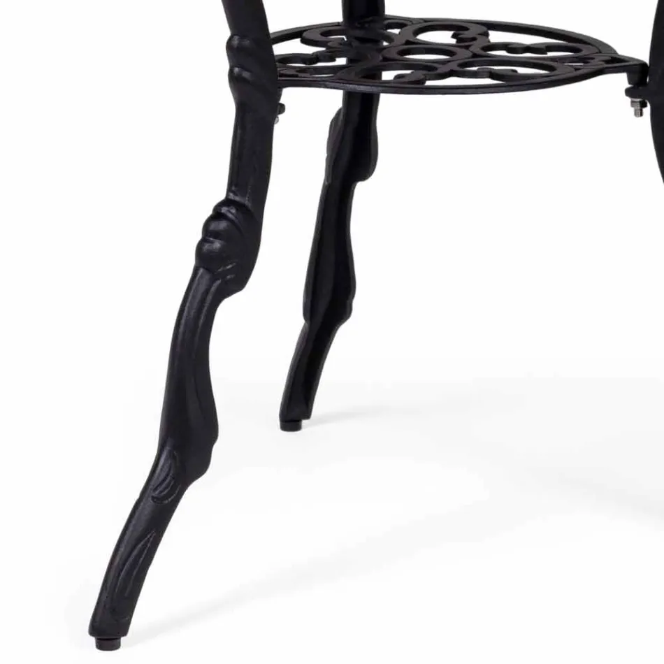 Mesa de centro redonda para exterior en aluminio acabado antracita mate - Sayra Viadurini