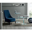 Mesita redonda de diseño en vidrio extra claro hecha en Italia - Akka Viadurini