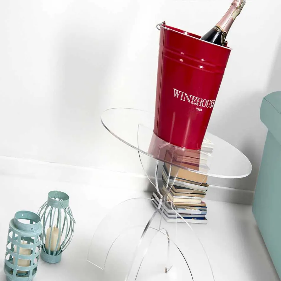 Mesita redonda de diseño, en PMMA transparente Laives Viadurini