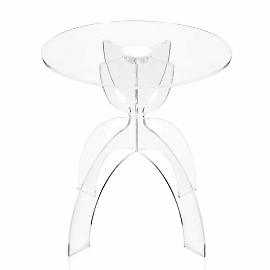 Mesita redonda de diseño, en PMMA transparente Laives Viadurini