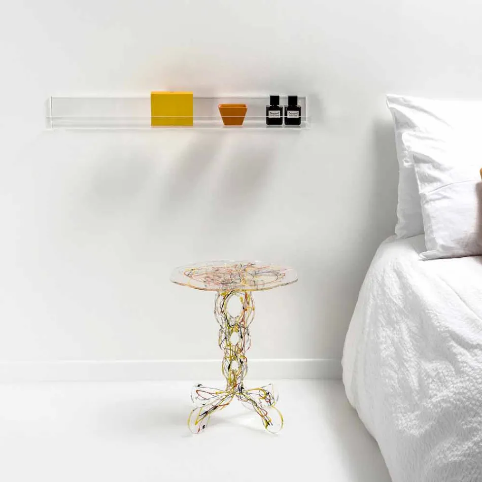 Mesa redonda de 36 cm de diámetro, diseño Janis multicolor, hecho en Italia. Viadurini