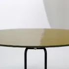 Mesa de centro redonda de vidrio con base de 3 medias lunas Made in Italy - Arepa Viadurini