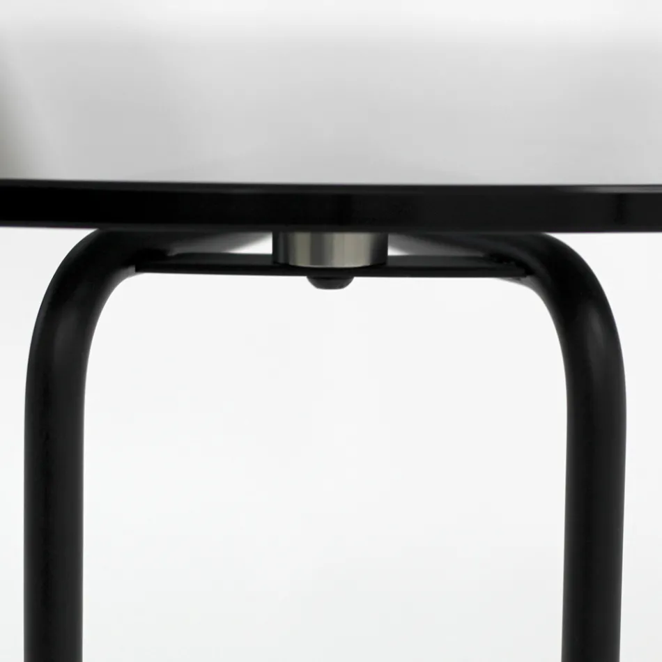 Mesa de centro redonda de vidrio con base de 3 medias lunas Made in Italy - Arepa Viadurini