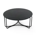 Mesa de centro redonda de vidrio con base de 3 medias lunas Made in Italy - Arepa Viadurini