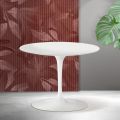 Mesa de centro redonda Tulip de Saarinen, 41 cm de altura, en cerámica Florim blanca mate - Scarlet