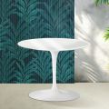 Mesa de centro redonda Tulip de Saarinen, 41 cm de altura, en cerámica Florim blanca brillante - Scarlet