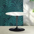 Mesa de centro redonda Tulip de Saarinen, 41 cm de altura, en cerámica Florim Calacatta Gold brillante - Scarlet Viadurini