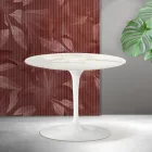 Mesa de centro redonda Tulip de Saarinen, 41 cm de altura, en cerámica mate Florim Calacatta Gold - Scarlet Viadurini