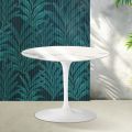 Mesa de centro redonda Tulip de Saarinen, 41 cm de altura, en cerámica Statuario Florim brillante - Escarlata