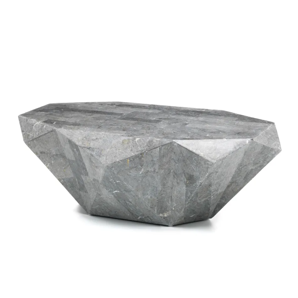 Mesa de Centro con Forma de Interior en Piedra Fósil Diferentes Acabados - Auriculares Viadurini