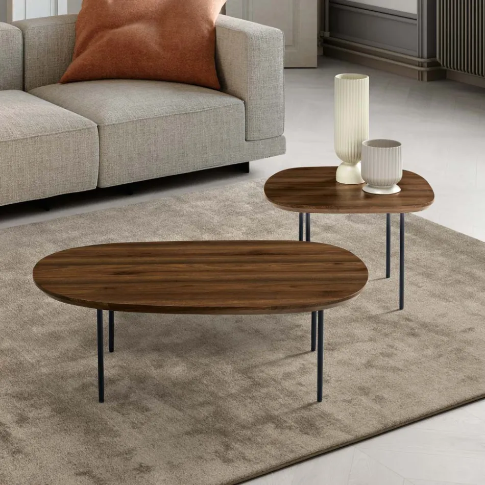 Mesa de centro de MDF con forma, disponible en dos tamaños y varios colores - Navis Viadurini
