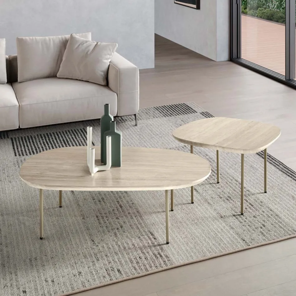 Mesa de centro de MDF con forma, disponible en dos tamaños y varios colores - Navis Viadurini