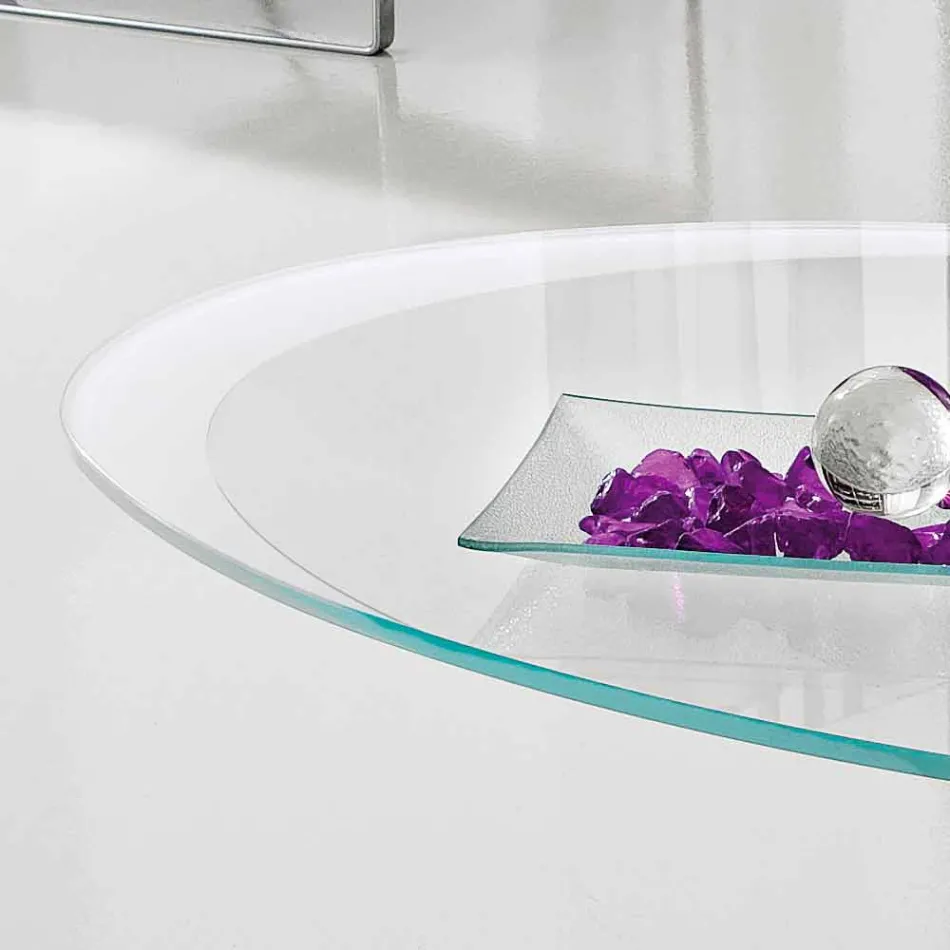 Mesa de centro con tapa de cristal con serigrafía Made in Italy - Campari Viadurini