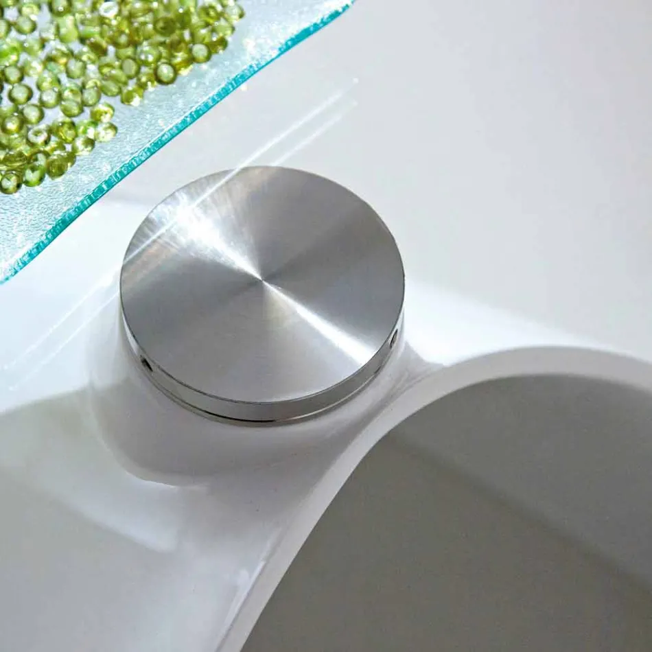 Mesa de centro con tapa de cristal con serigrafía Made in Italy - Campari Viadurini