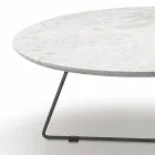 Mesa de centro con tapa redonda de mármol y base de metal Made in Italy - Gin Viadurini