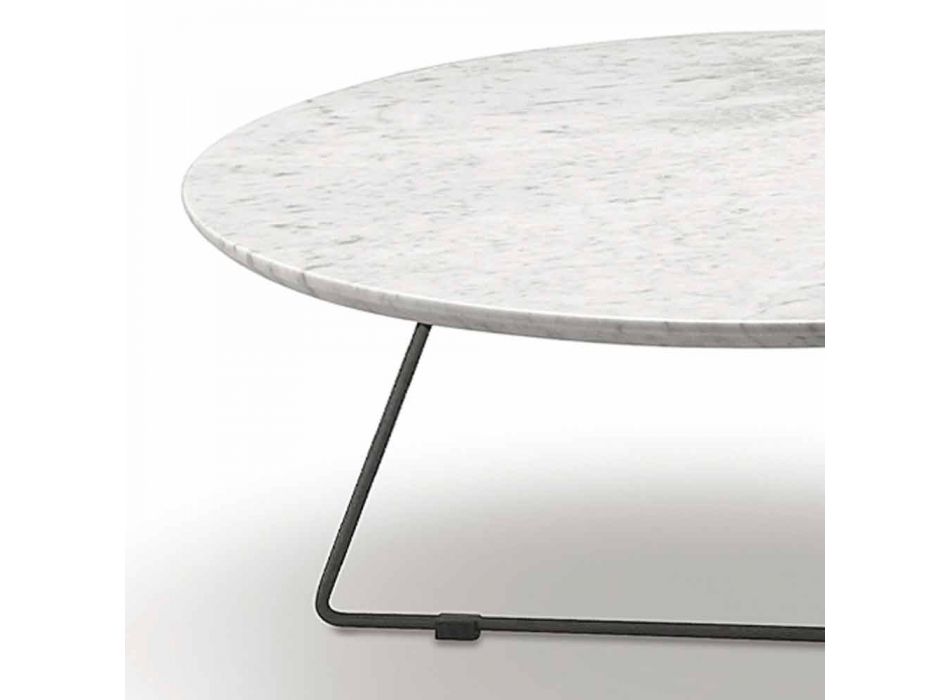 Mesa de centro con tapa redonda de mármol y base de metal Made in Italy - Gin Viadurini