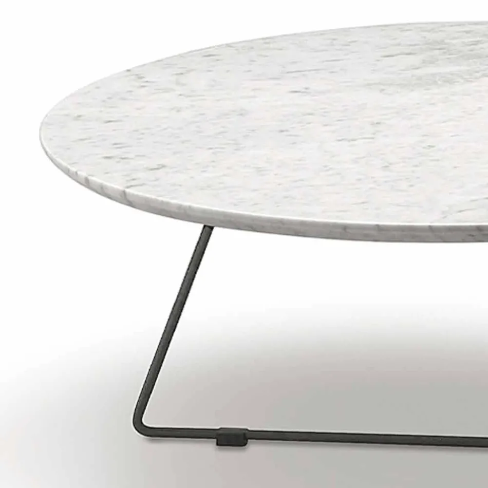 Mesa de centro con tapa redonda de mármol y base de metal Made in Italy - Gin Viadurini