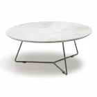 Mesa de centro con tapa redonda de mármol y base de metal Made in Italy - Gin Viadurini