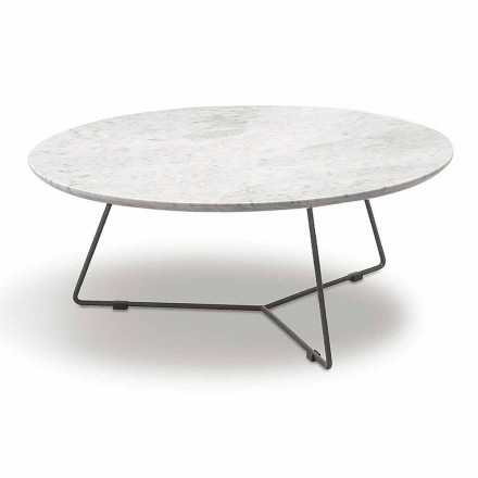 Mesa de centro con tapa redonda de mármol y base de metal Made in Italy - Gin Viadurini