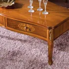 Mesa de centro de madera con incrustaciones con 2 cajones Made in Italy - Katerine Viadurini