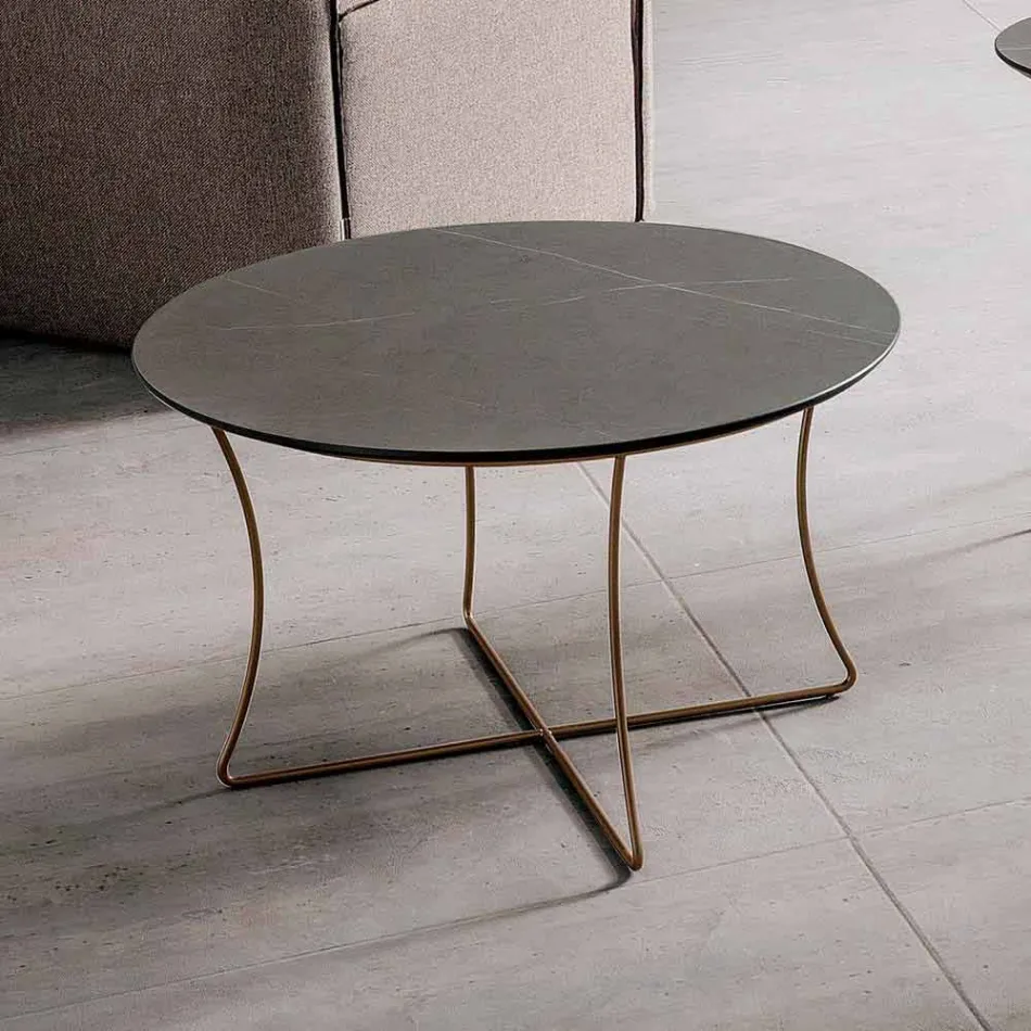 Mesa de centro en metal pintado con tapa de Hpl Made in Italy - Numbo Viadurini