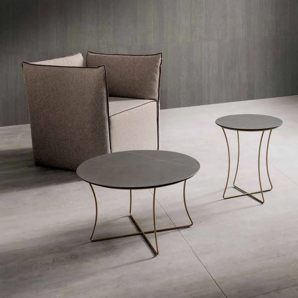 Mesa de centro en metal pintado con tapa de Hpl Made in Italy - Numbo Viadurini