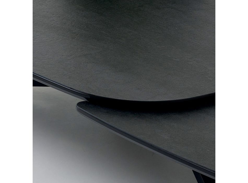 Mesa de centro convertible extensible en metal y cerámica - Gioacco Viadurini