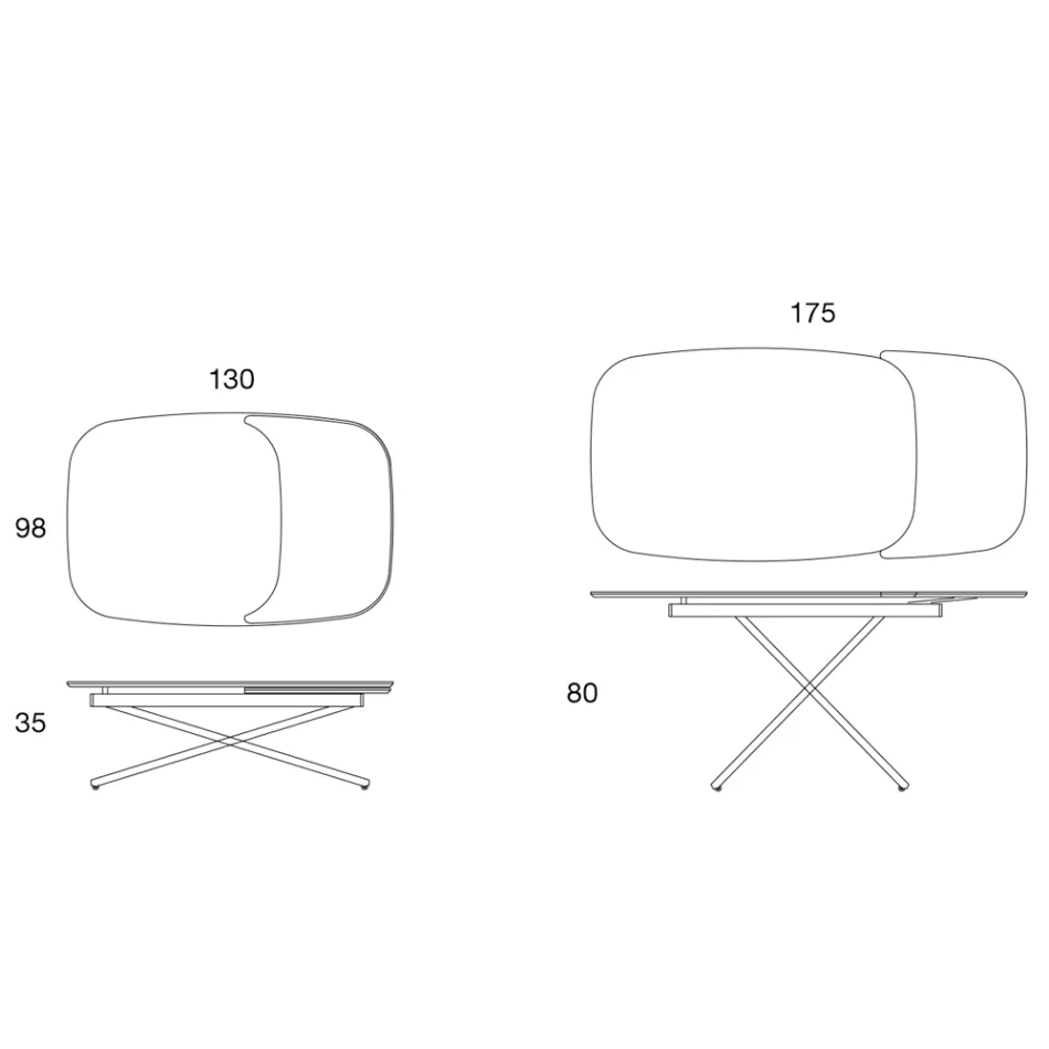 Mesa de centro convertible extensible en metal y cerámica - Gioacco Viadurini