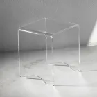 Mesa de centro Taburete Cristal Transparente Acrílico Minimal Italiano - Plarco Viadurini